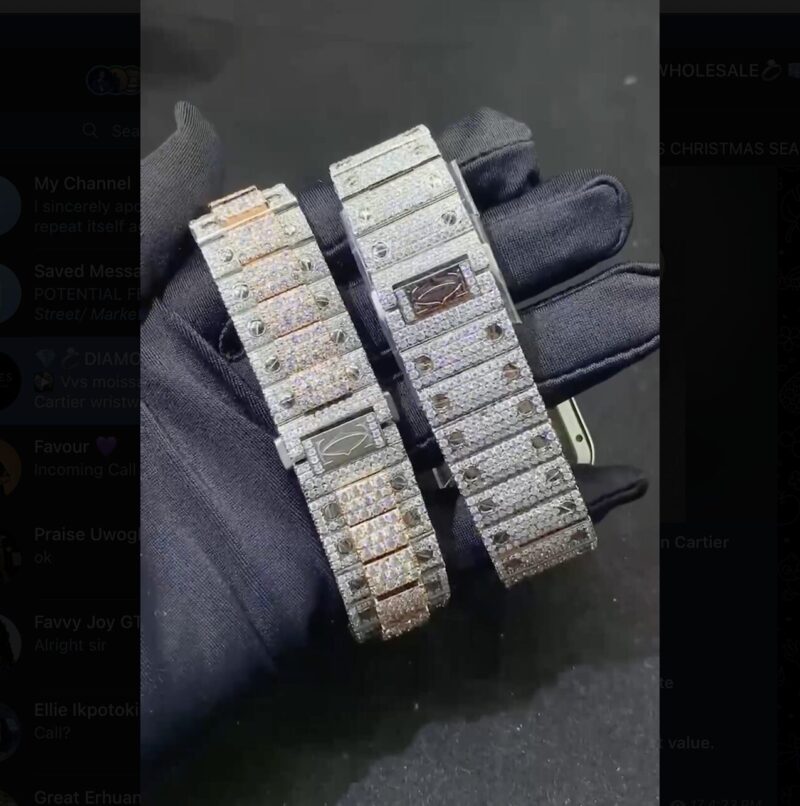 Vvs Moissanite Diamond Buzz Down Cartier Wristwatches - Image 2