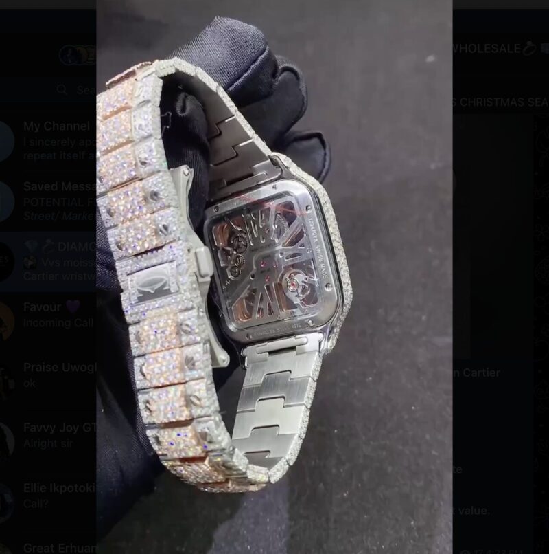 Vvs Moissanite Diamond Buzz Down Cartier Wristwatches - Image 4