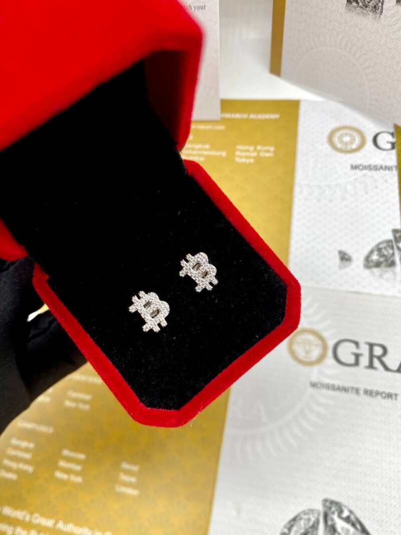 VVS Moissanite Diamond Bitcoin Earring