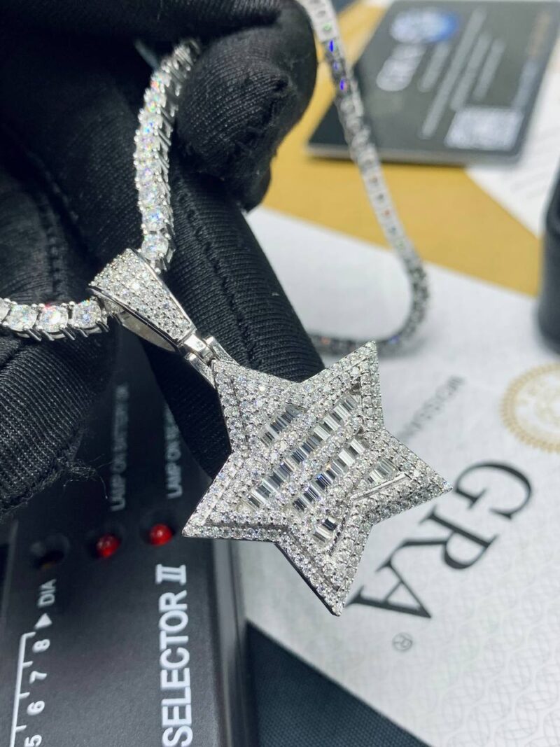 VVS Moissanite Diamond Tennis Neckchain and Pendant Combo (Star Pendant) - Image 2