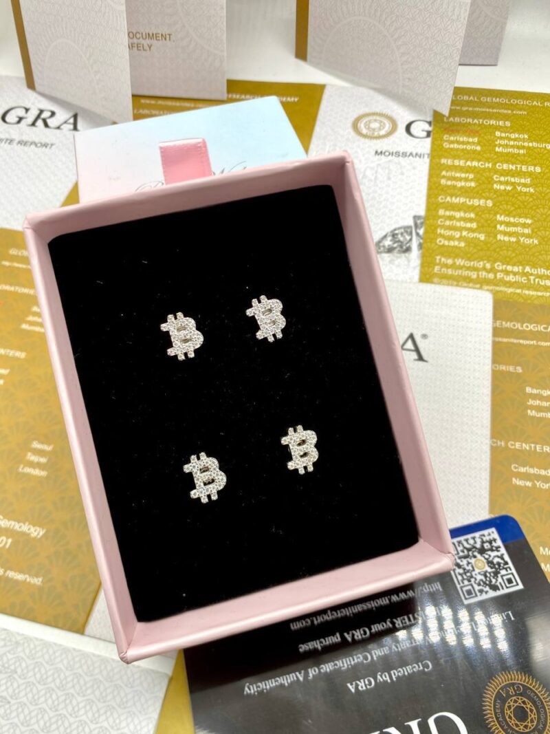 VVS Moissanite Diamond Bitcoin Earring - Image 3