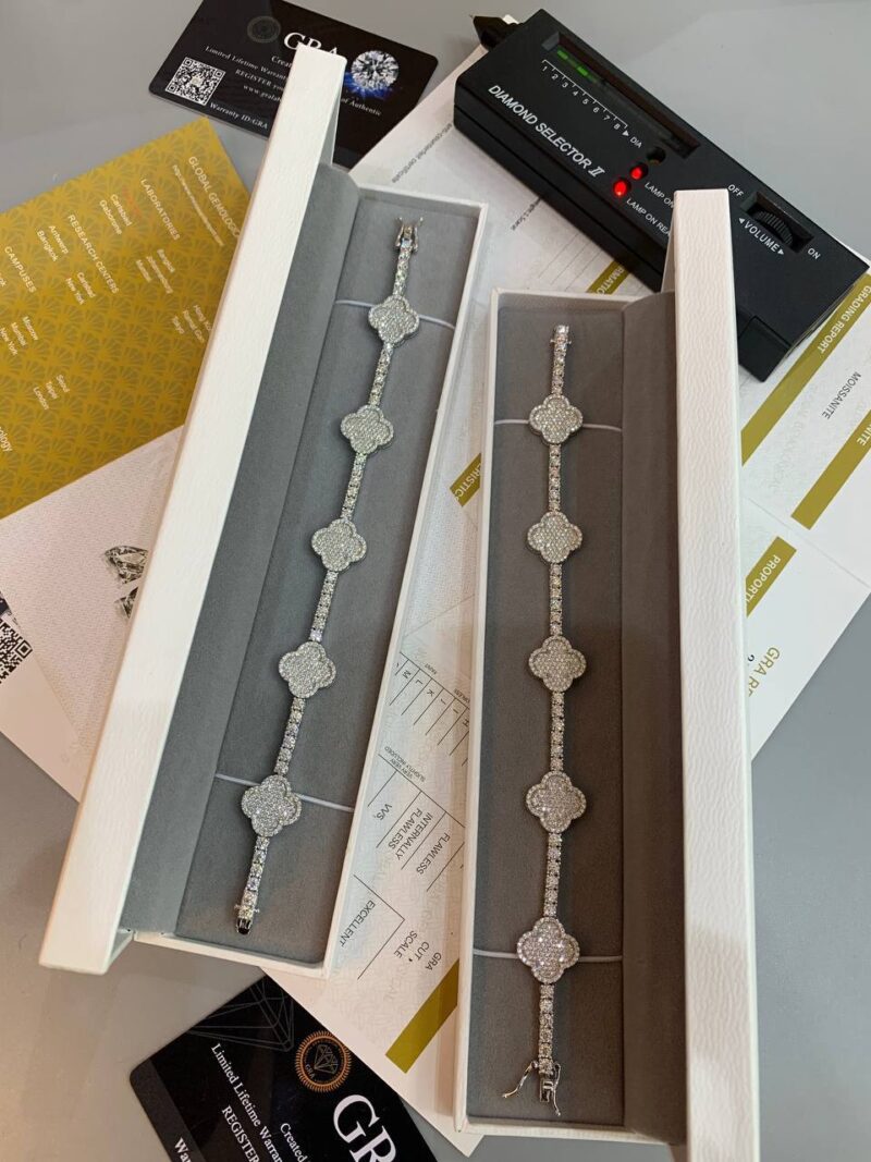 VVS Moissanite Diamond Tennis Link VCA Bracelet - Image 4