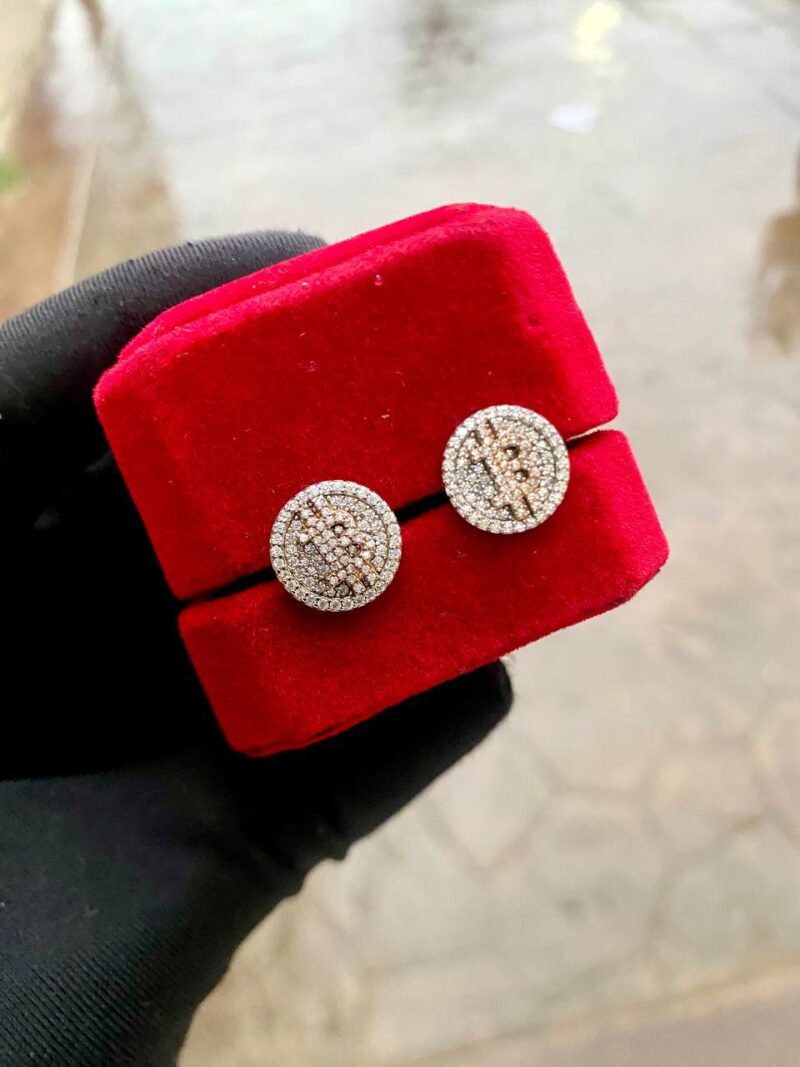 VVS Moissanite Diamond Two-Tone Bitcoin Earring