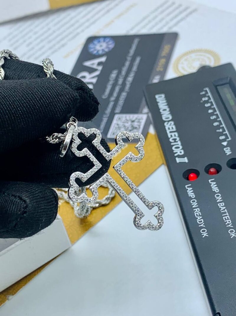 VVS Moissanite Diamond See-through Cross Pendant and Steel Neckchain