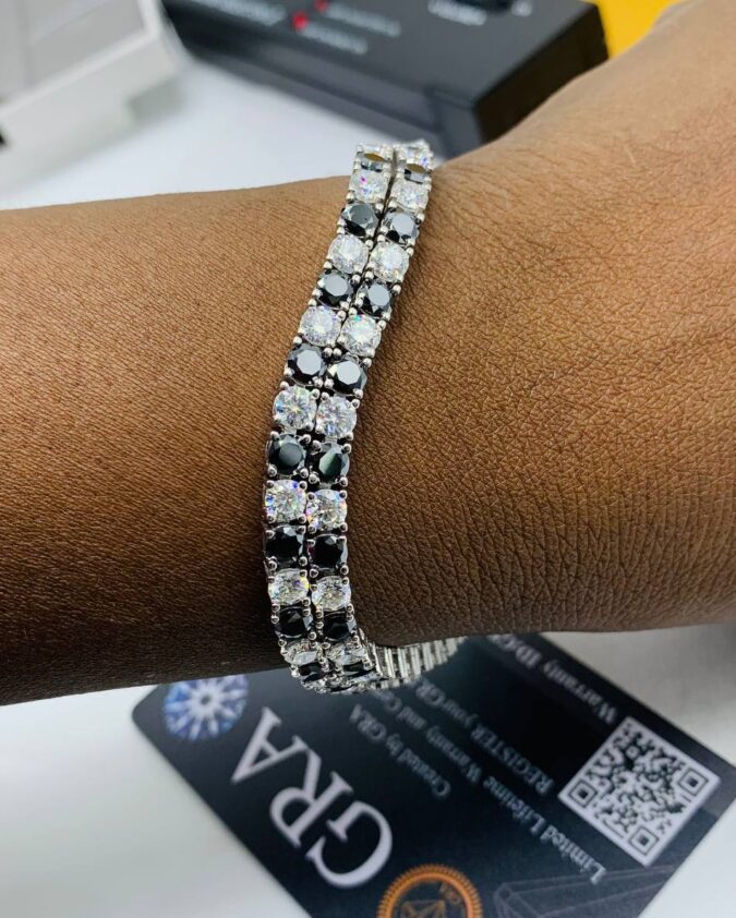 VVS Moissanite Diamond Black-Mixed Tennis Bracelets - Image 2