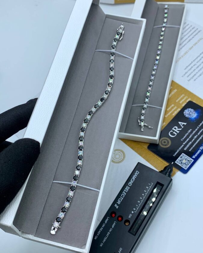 VVS Moissanite Diamond Black-Mixed Tennis Bracelets - Image 3