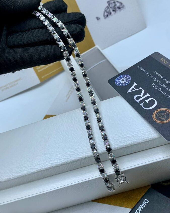 VVS Moissanite Diamond Black-Mixed Tennis Bracelets - Image 4