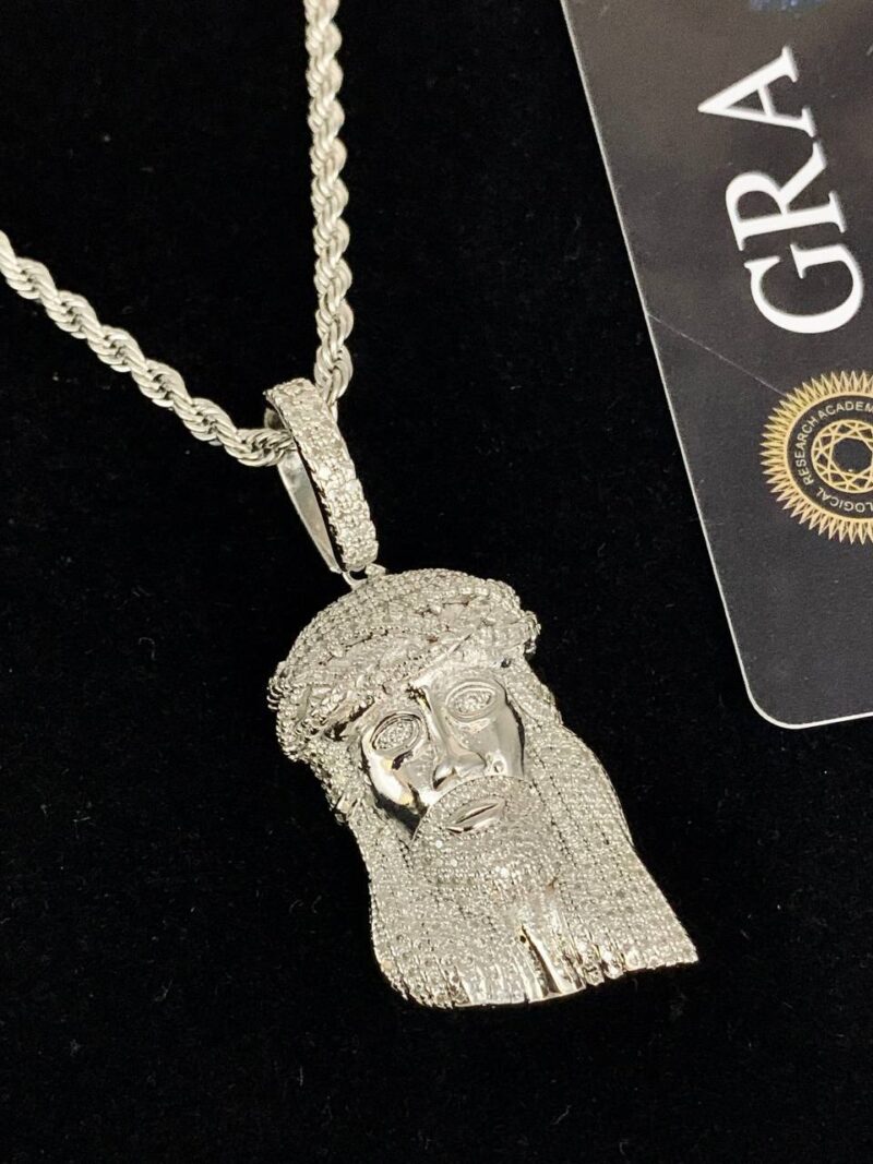 VVS Moissanite Diamond Jesus Pendant and Steel Necklace