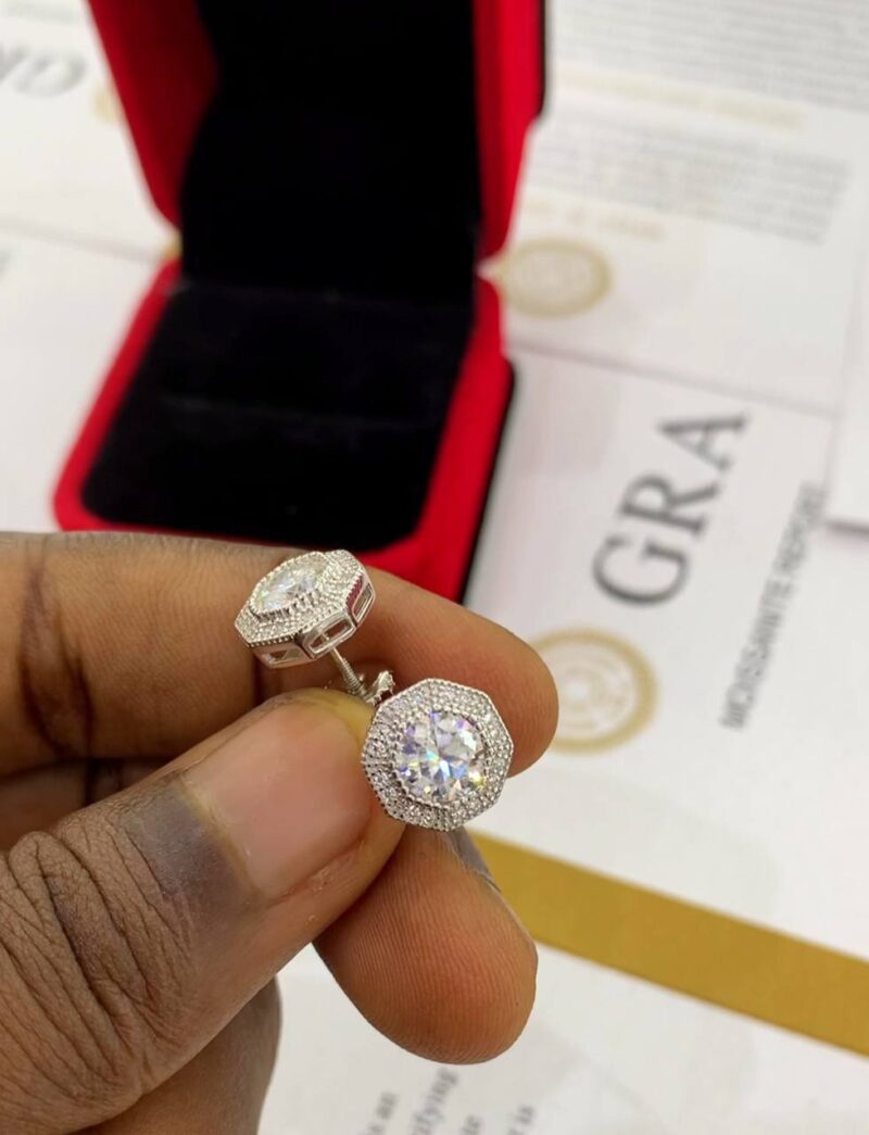 VVS Moissanite Diamonds Unisex Earrings - Image 2