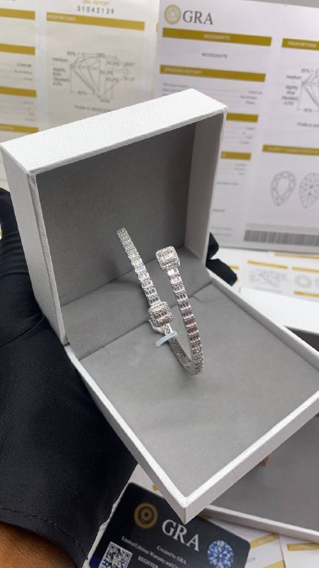 VVS Moissanite Diamond Baguette-Cut Bracelet (White Gold)